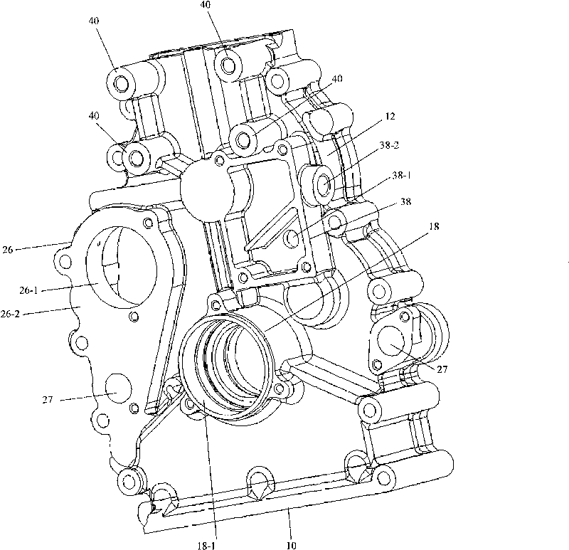 Gear chamber cover of crank round sliding block internal-combustion engine, engine block assembly and internal-combustion engine thereof