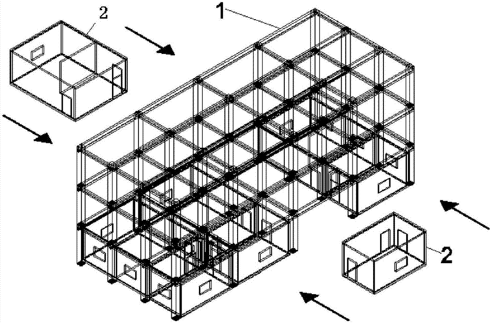 Overall assembly type frame structure house