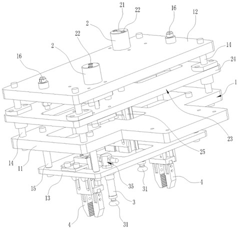 Intelligent sound box acoustic injection molding insert feeding and product taking integrated jig