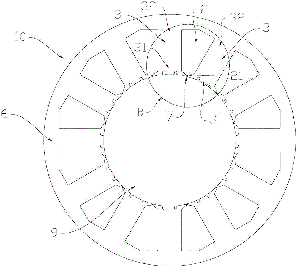 Stator iron core, stator, motor and preparation method for stator iron core