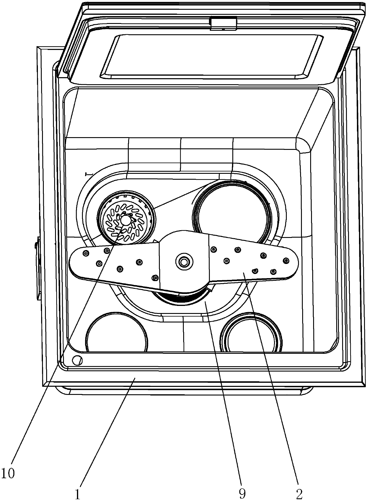 Spraying system and washing machine provided with same