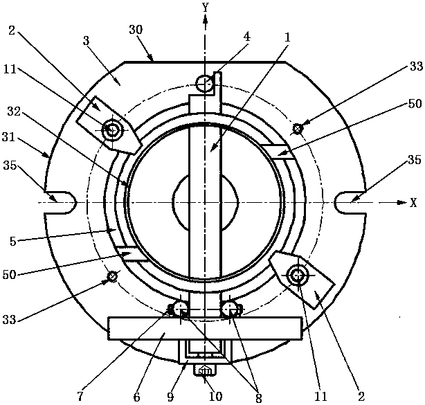 Online measuring device and measuring method for cage end flanges