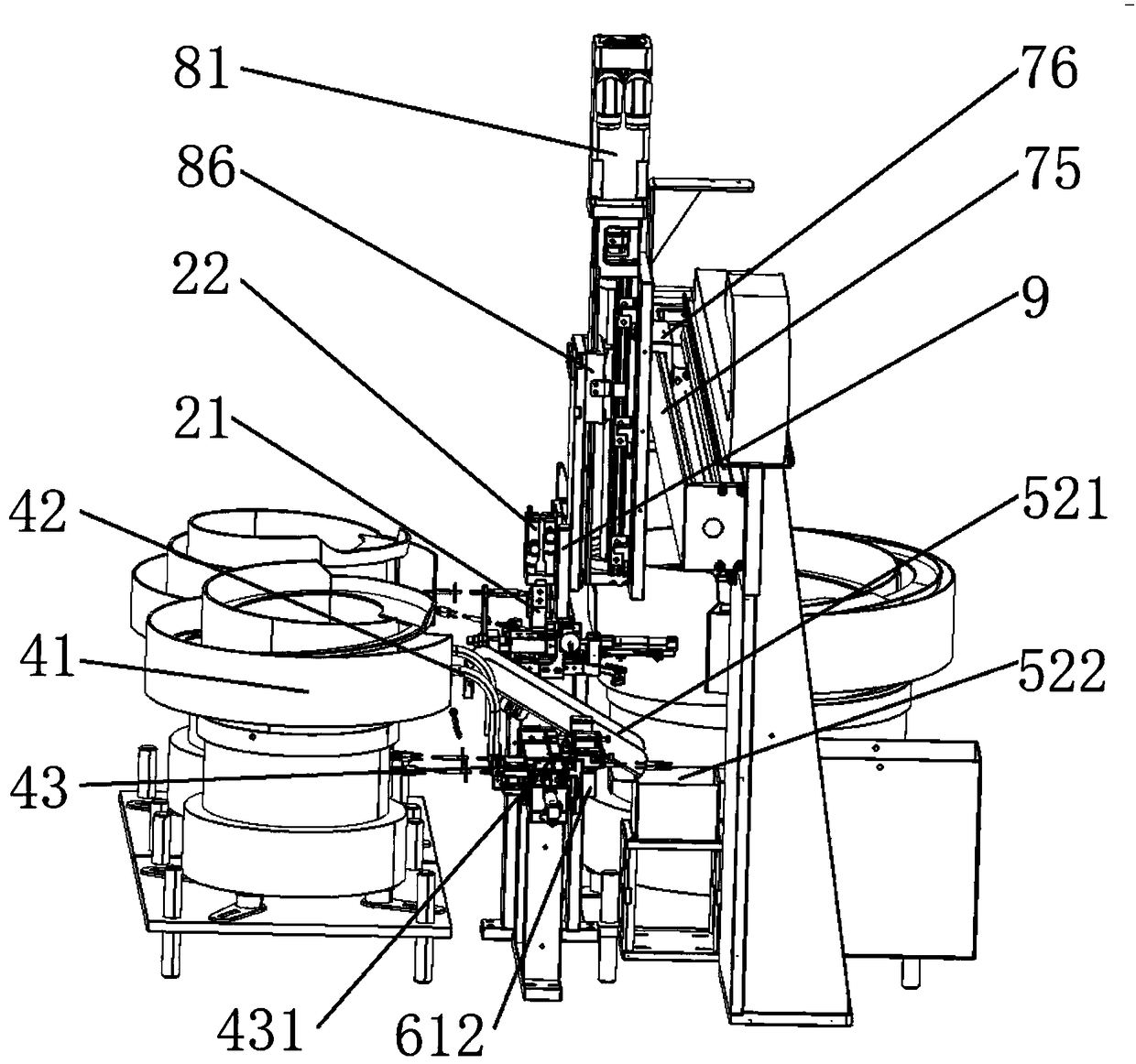 Material taking mechanism and automatic assembling device for assembling component