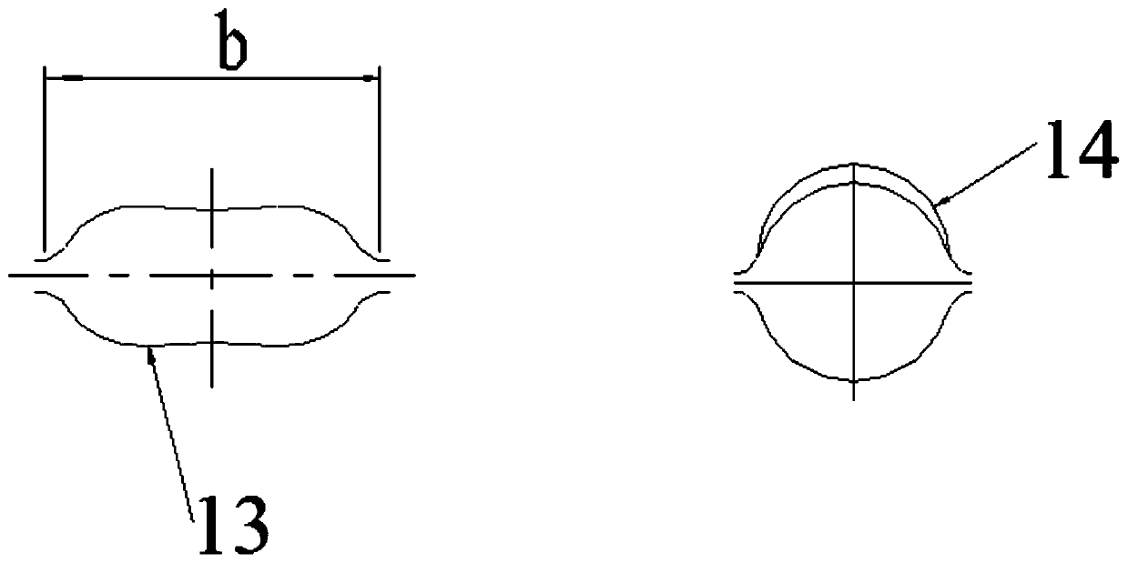 Before-finished-product shared hole type and rolling device for single-thread-rolling thread bar material and rolling method