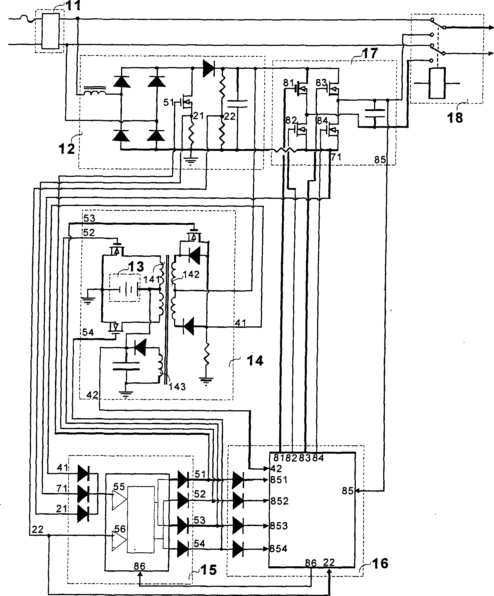 Off-line uninterrupted power supply device