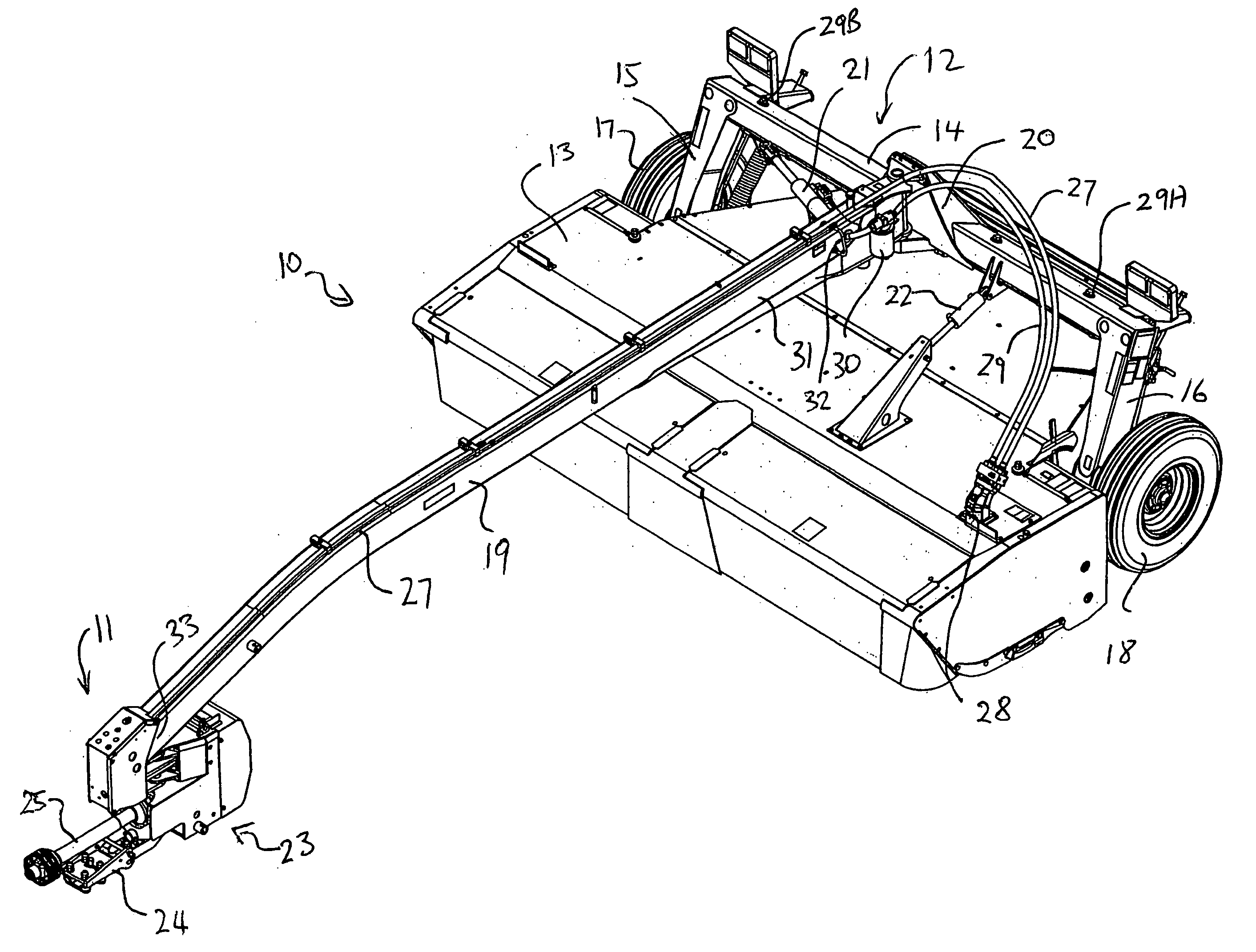Hydraulic drive arrangement for the cutter of a pull-type crop harvesting machine