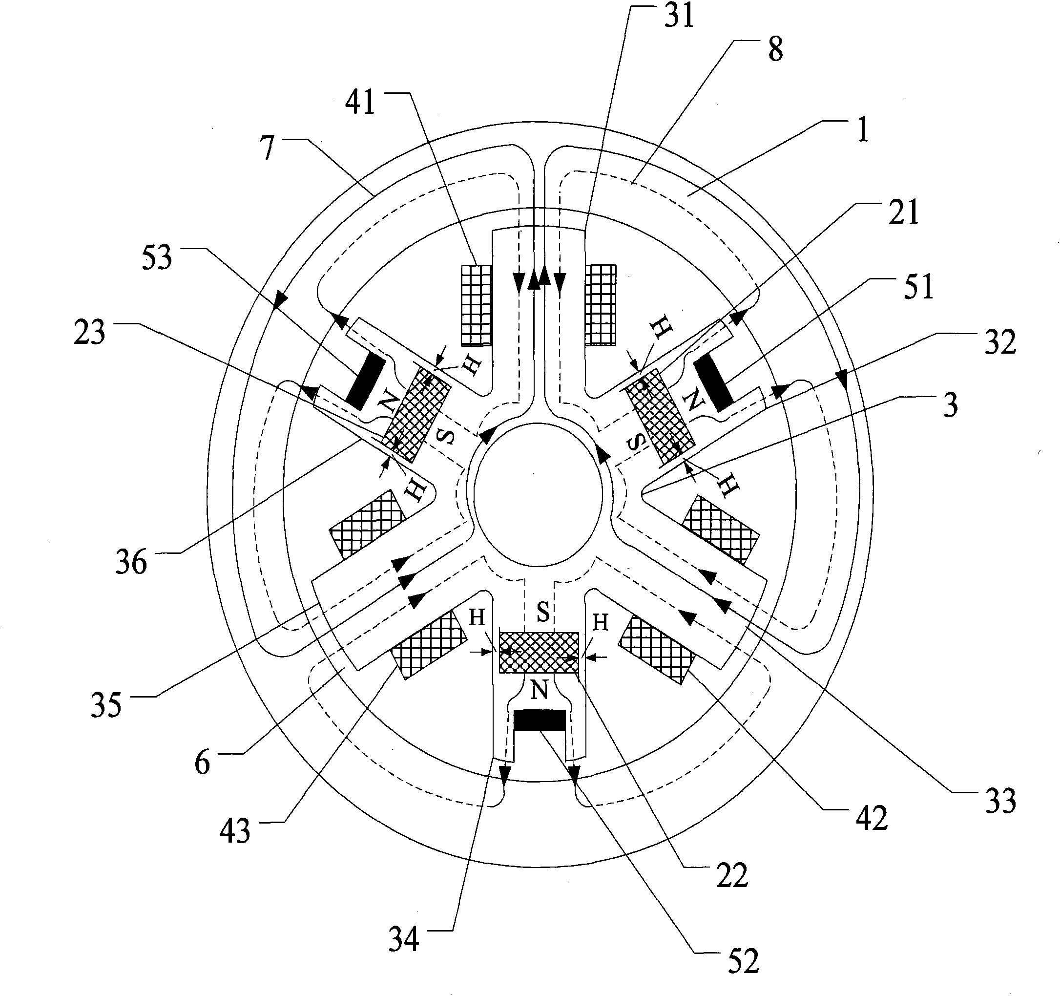 Permanent-magnet bias outer rotor radial AC hybrid magnetic bearing