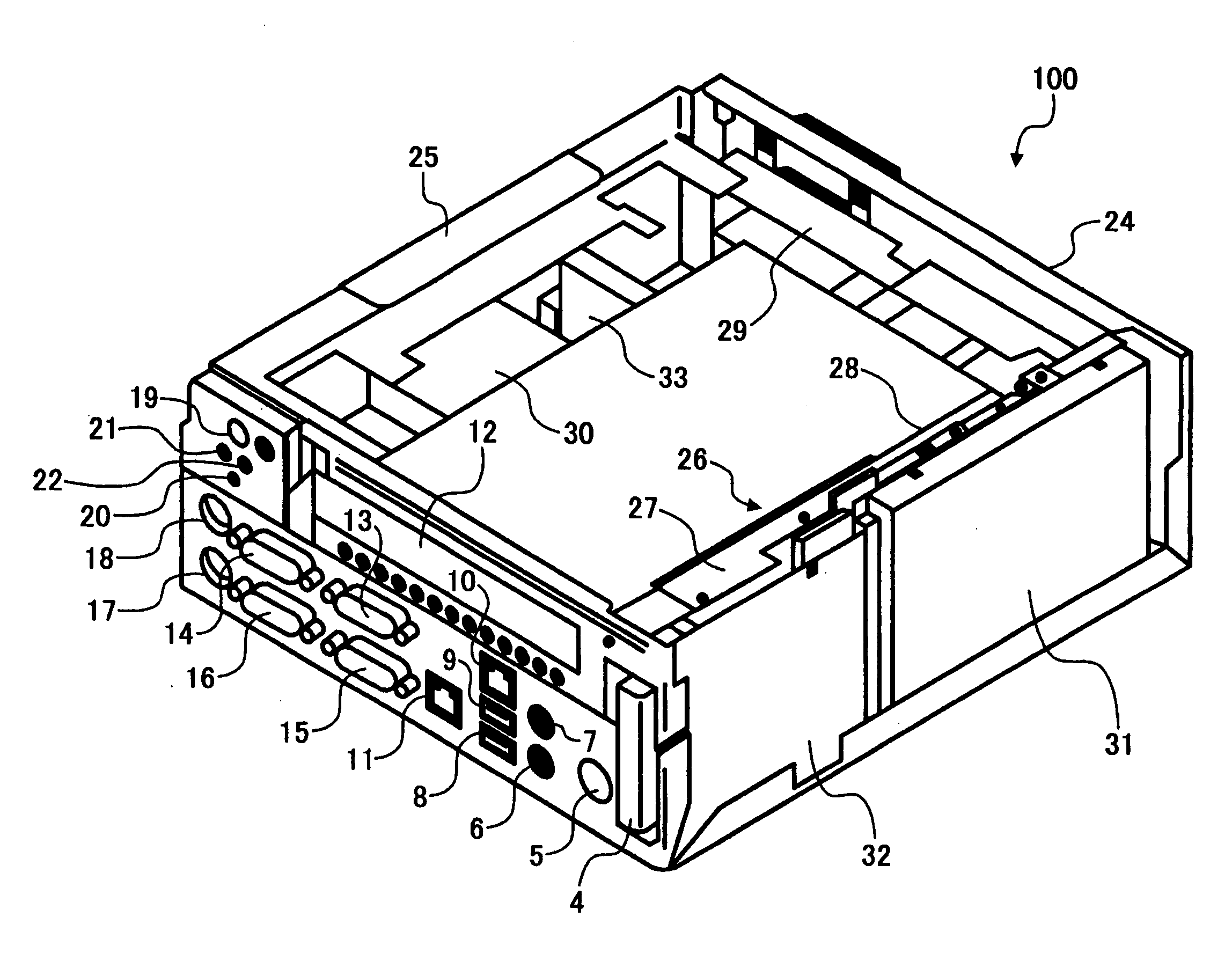 Storage device and method of efficiently arranging components in an information processing apparatus