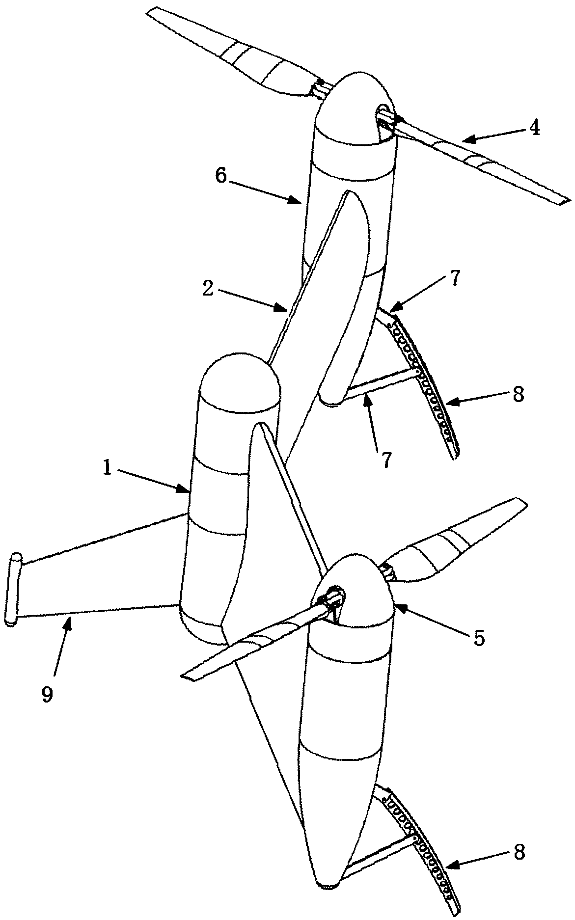 Double-rotor aircraft with folding wings, and control method of double-rotor aircraft