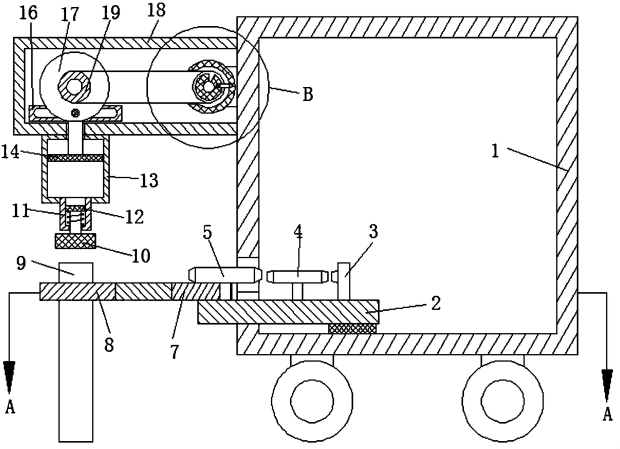 Road construction pile driving device