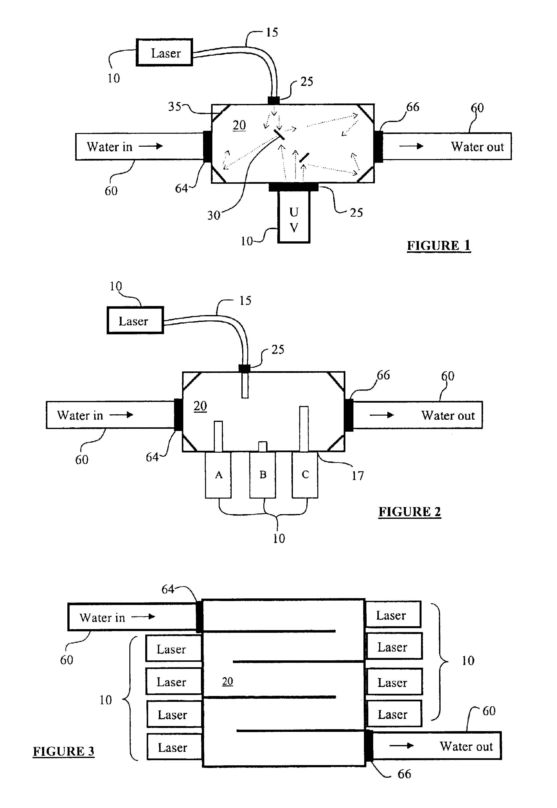 Laser water detection, treatment and notification systems and methods