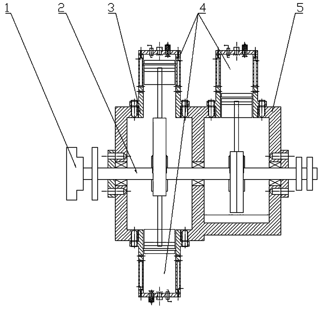 Piston type tangent drive straight shaft internal combustion engine and control method thereof