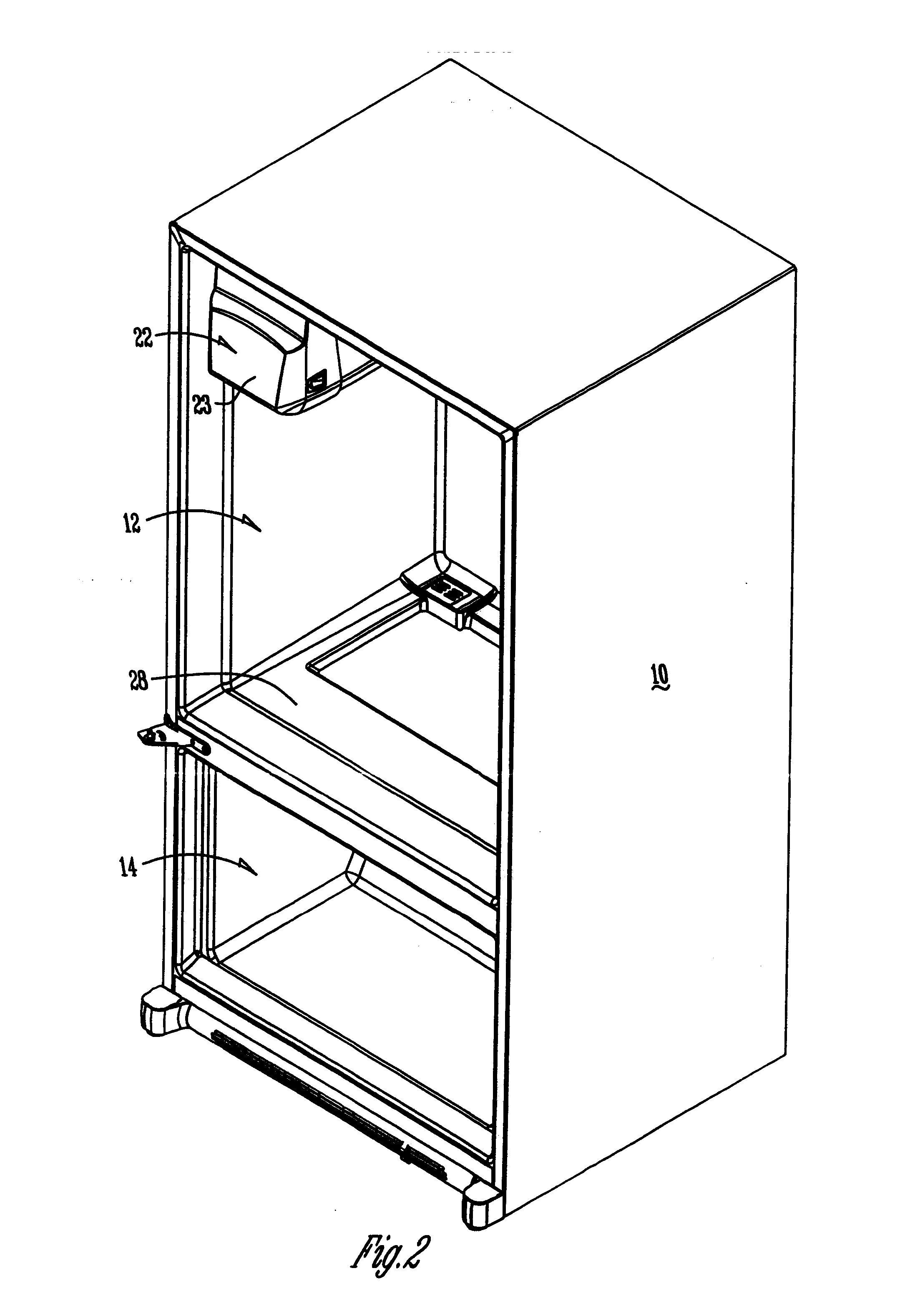 Insulated ice compartment for bottom mount refrigerator with controlled damper