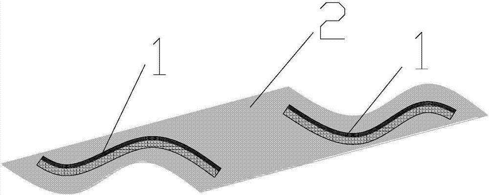 Co-curing forming technological method of variable-curvature composite stiffened wall plate