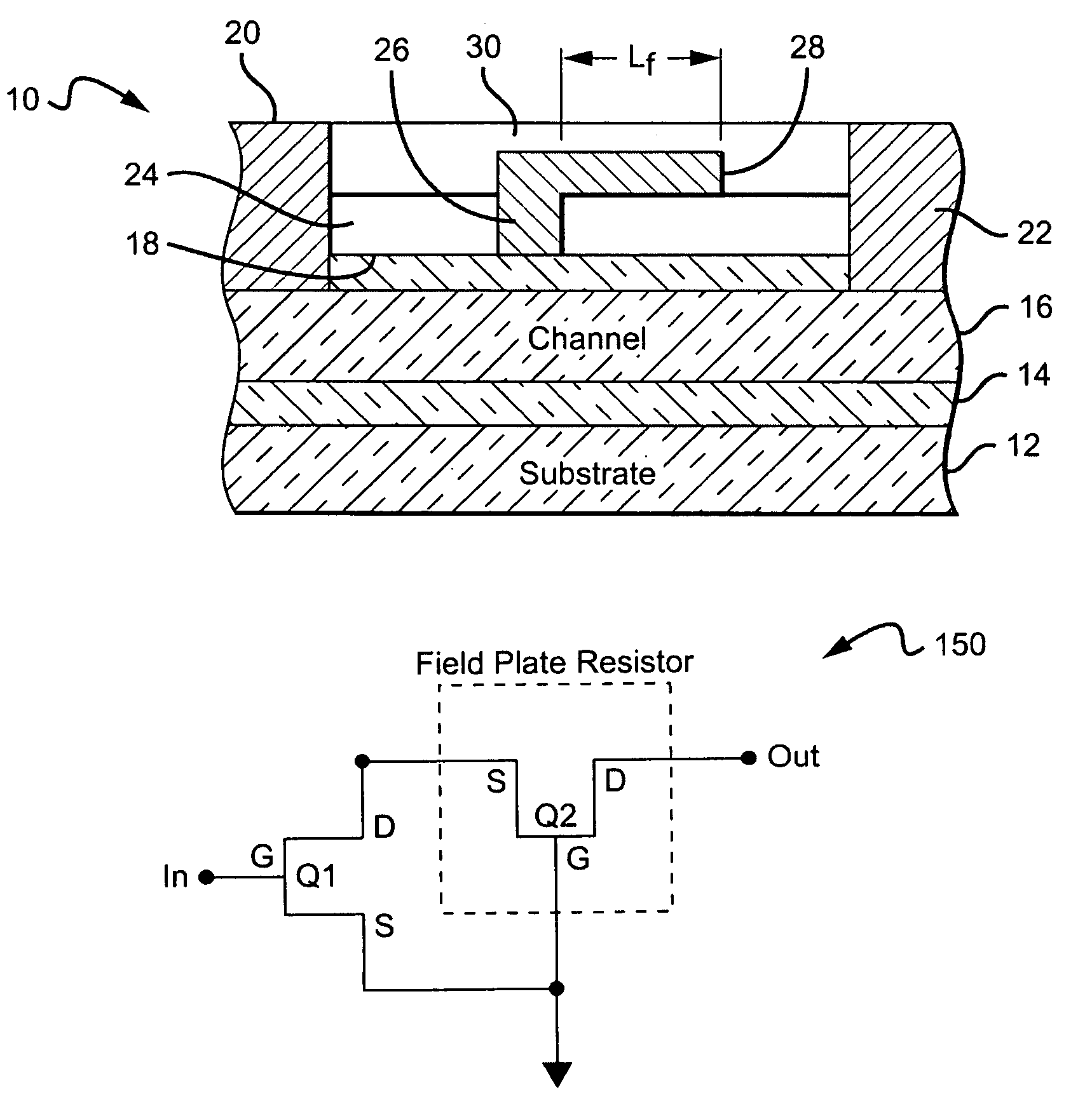 Cascode amplifier structures including wide bandgap field effect transistor with field plates