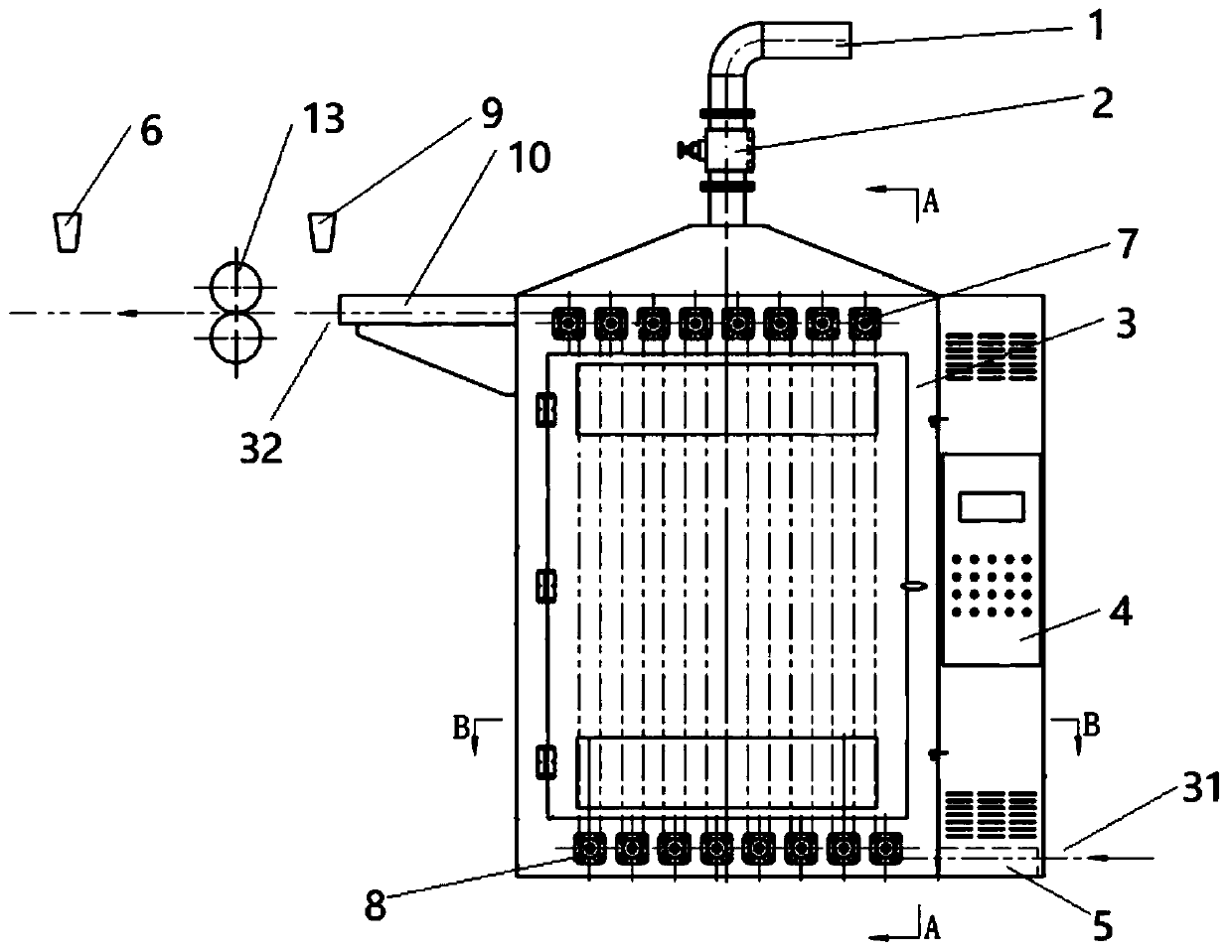 Tobacco sheet moisture online control device