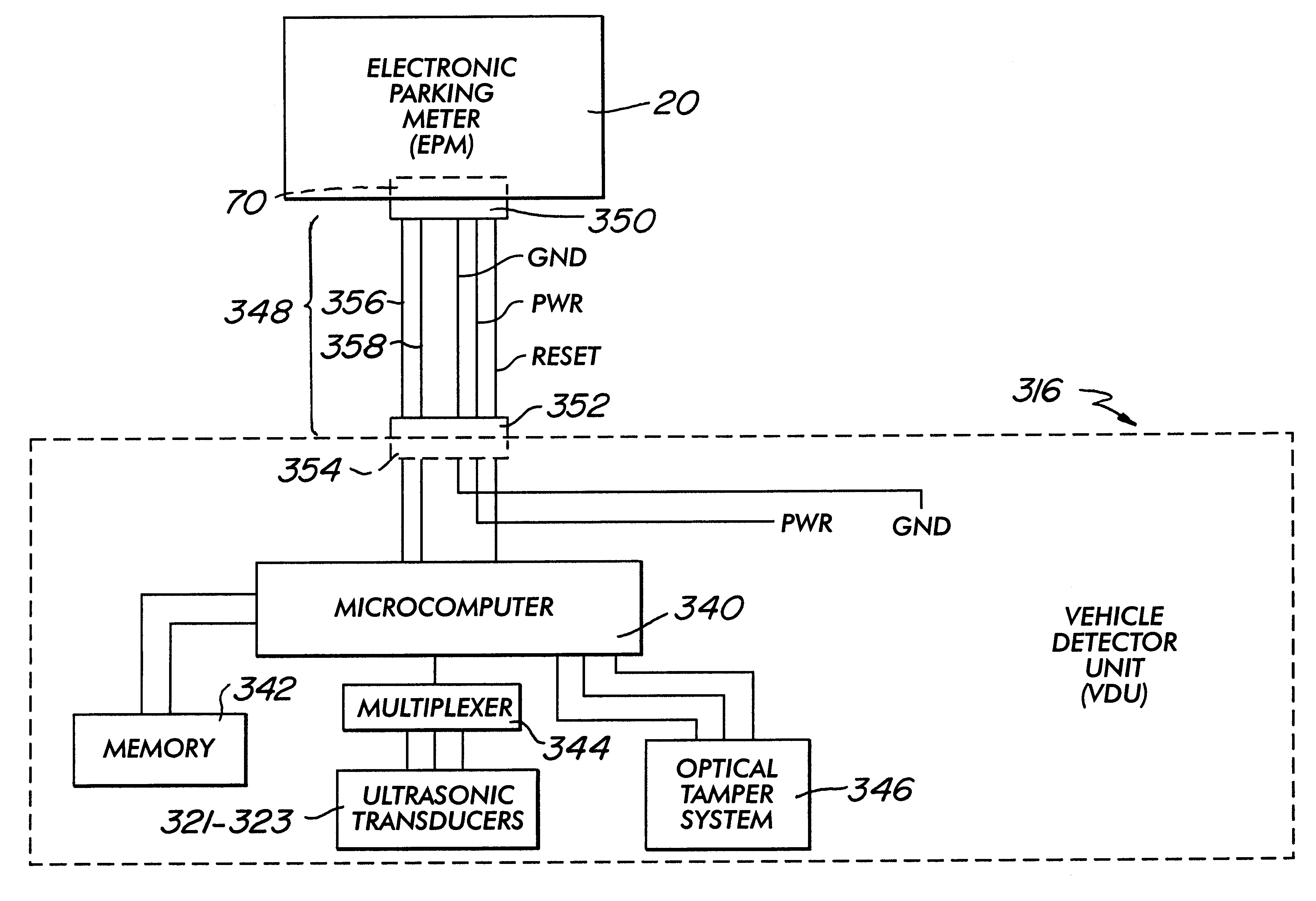 Vehicle-detecting unit for use with electronic parking meter