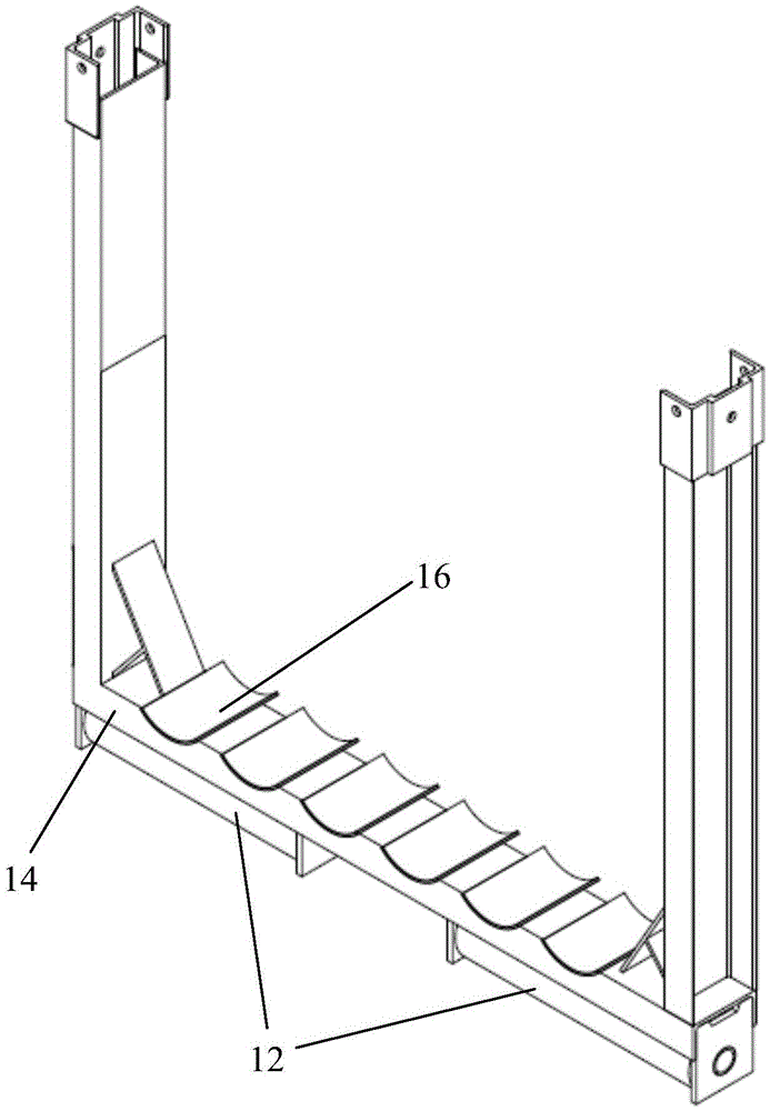 Pipe fitting packaging and fixing support assembly facilitating loading, unloading and transporting