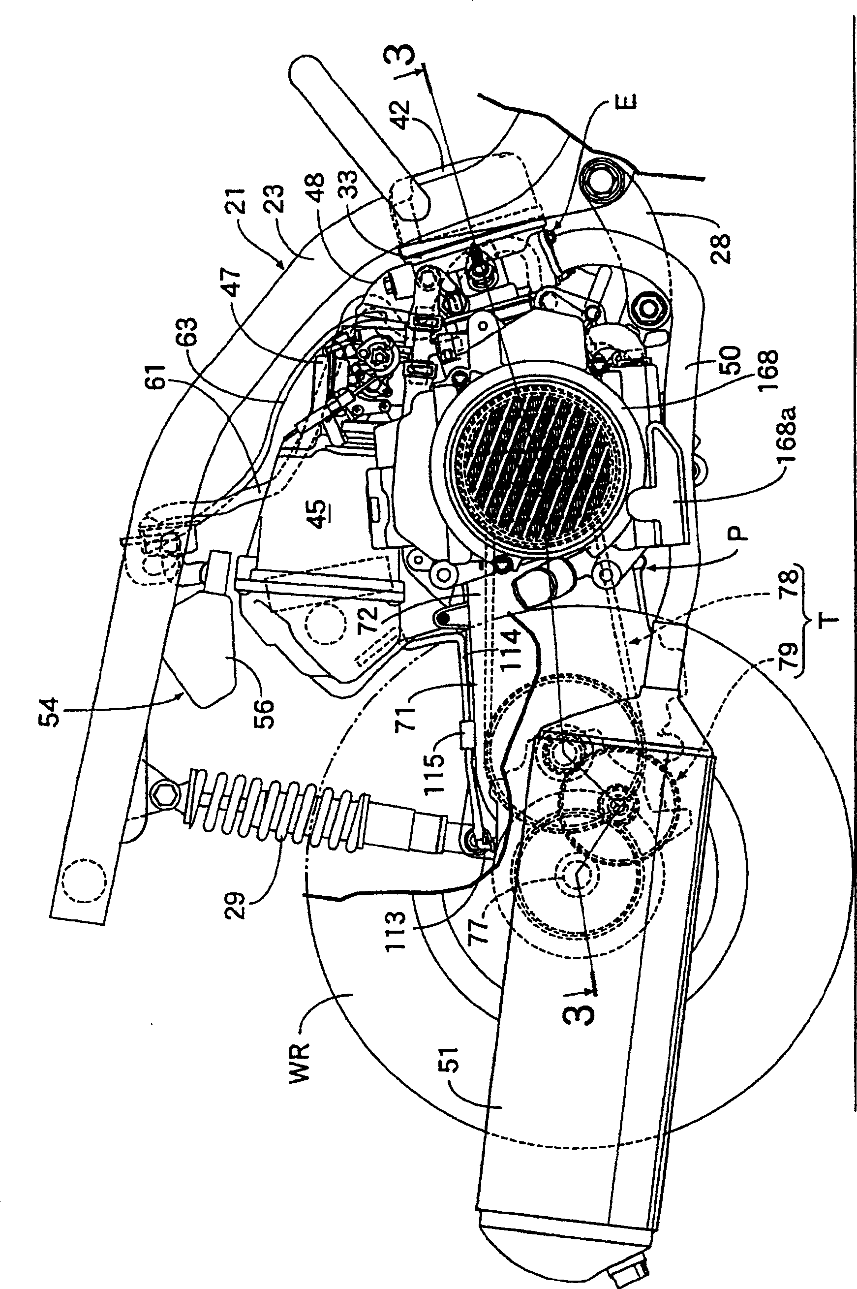 Two-wheeled motor vehicle transmission box aeration structure