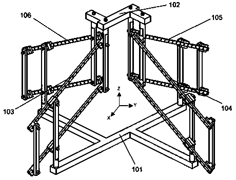 Parallel mechanism achieving three-dimensional translation, one-dimensional rotation and four degrees of freedom