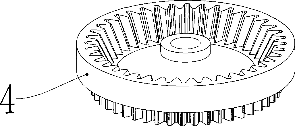 Gear type power transmission of three-head rotating shaver