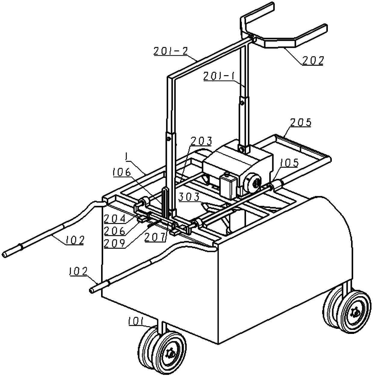 A vertical banana stalk crushing and returning machine