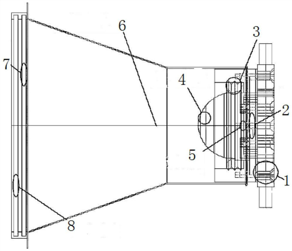 Transmission-type light distribution method for aircraft landing lamp