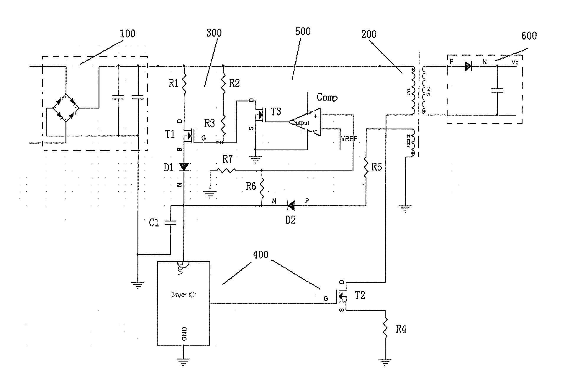 Flyback quick start driving circuit and driving method