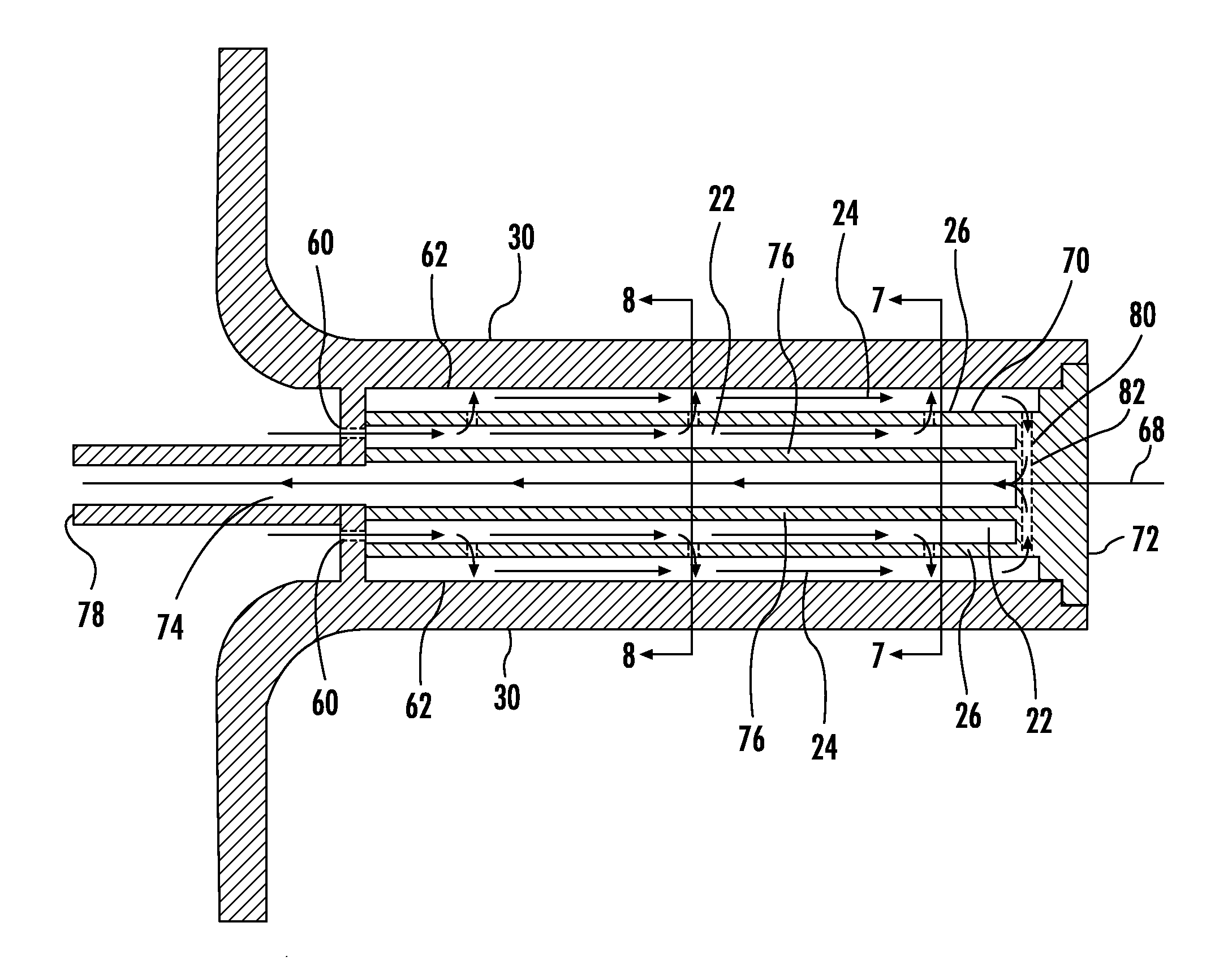 Turbine airfoil with laterally extending snubber having internal cooling system