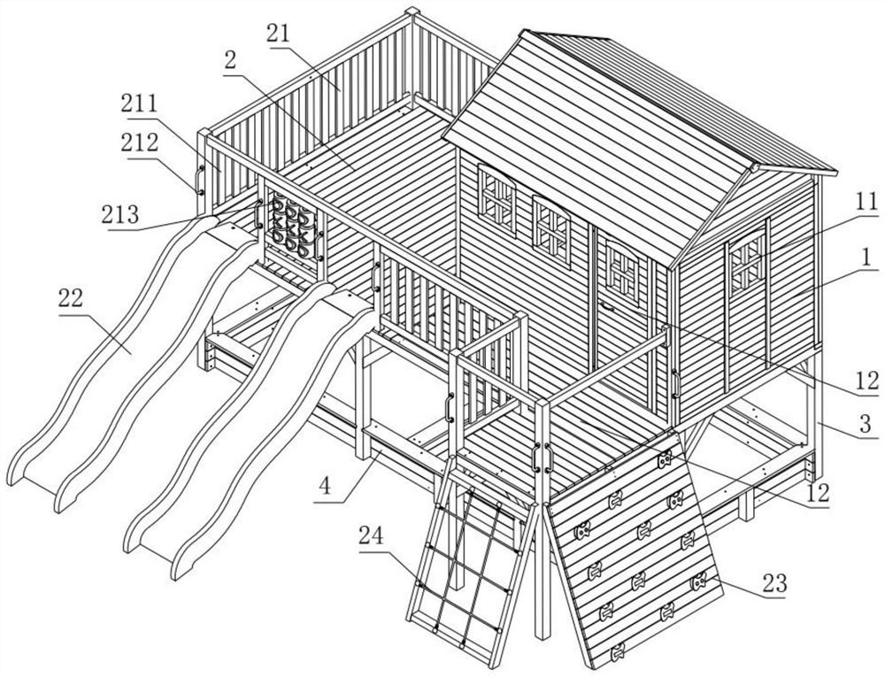 Intelligent assembled child wooden house with intelligence training function