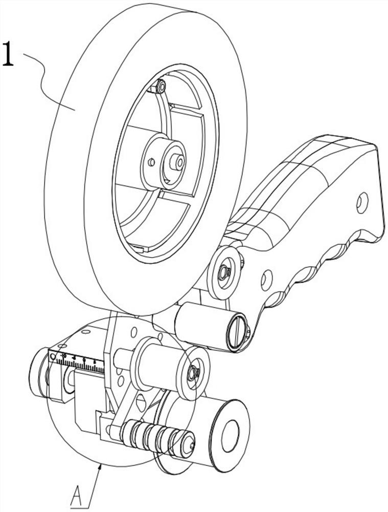 Adhesive tape laminating tool with detachable and replaceable wheel