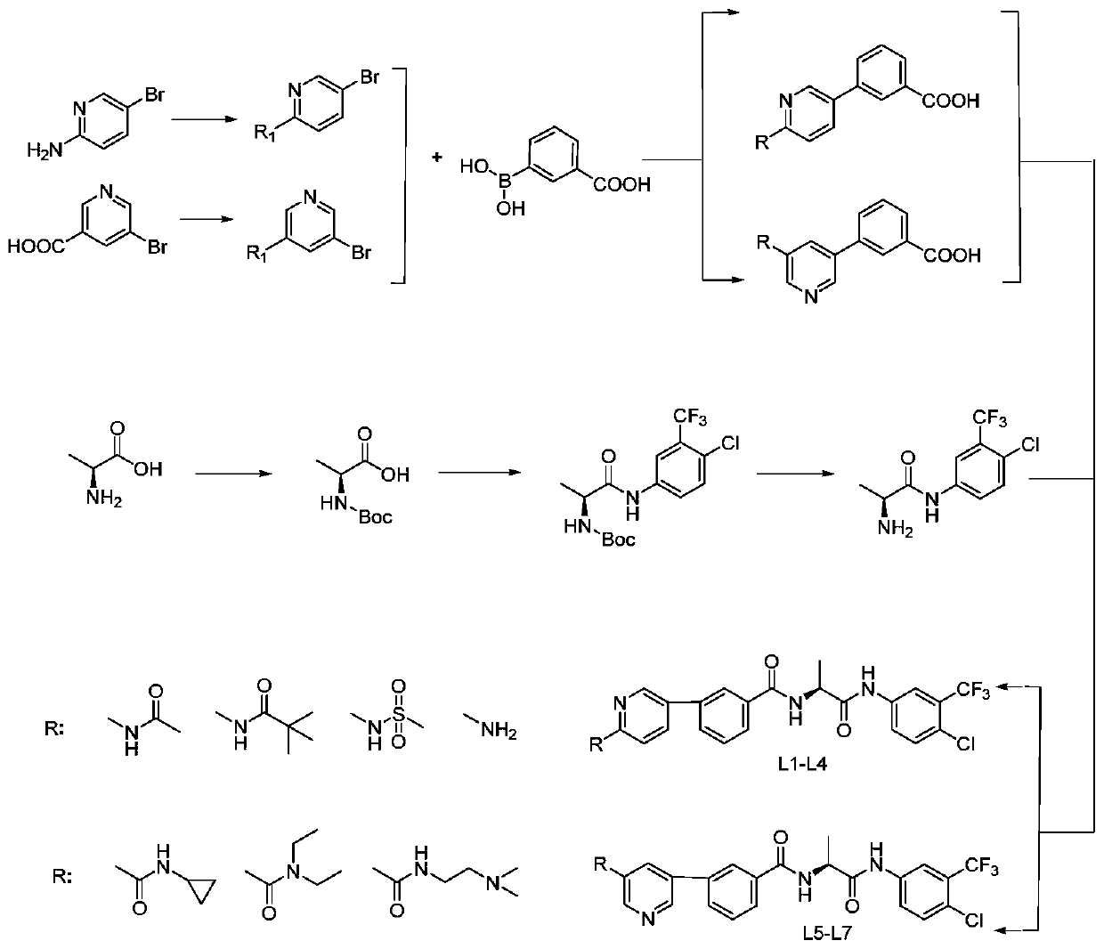 Alanine derivative and preparation method and application thereof