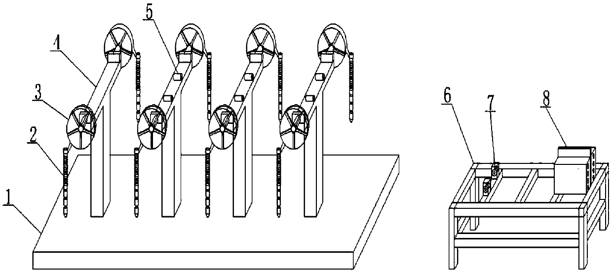 Eight-tube strain-prevention tubing pumping and feeding device