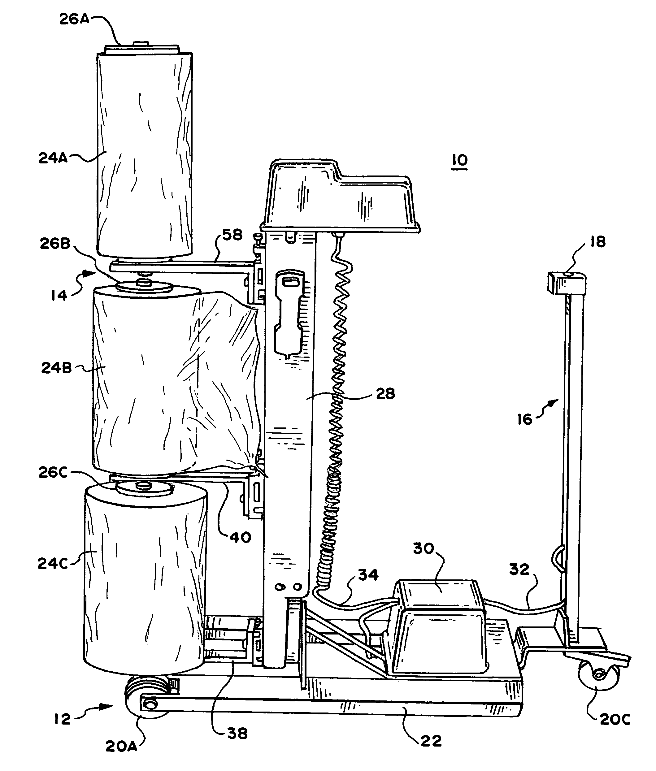 Wrapping cart machine and method of wrapping