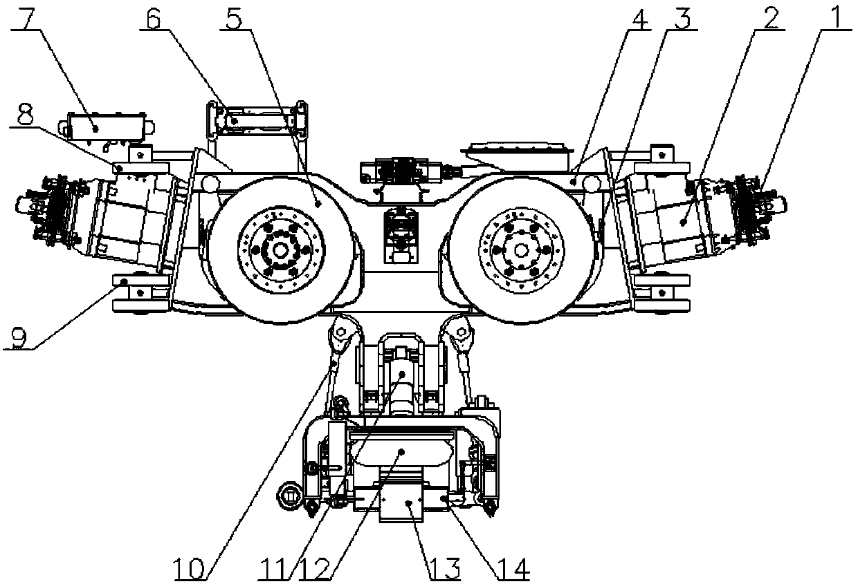 Suspension type single-track train steering frame