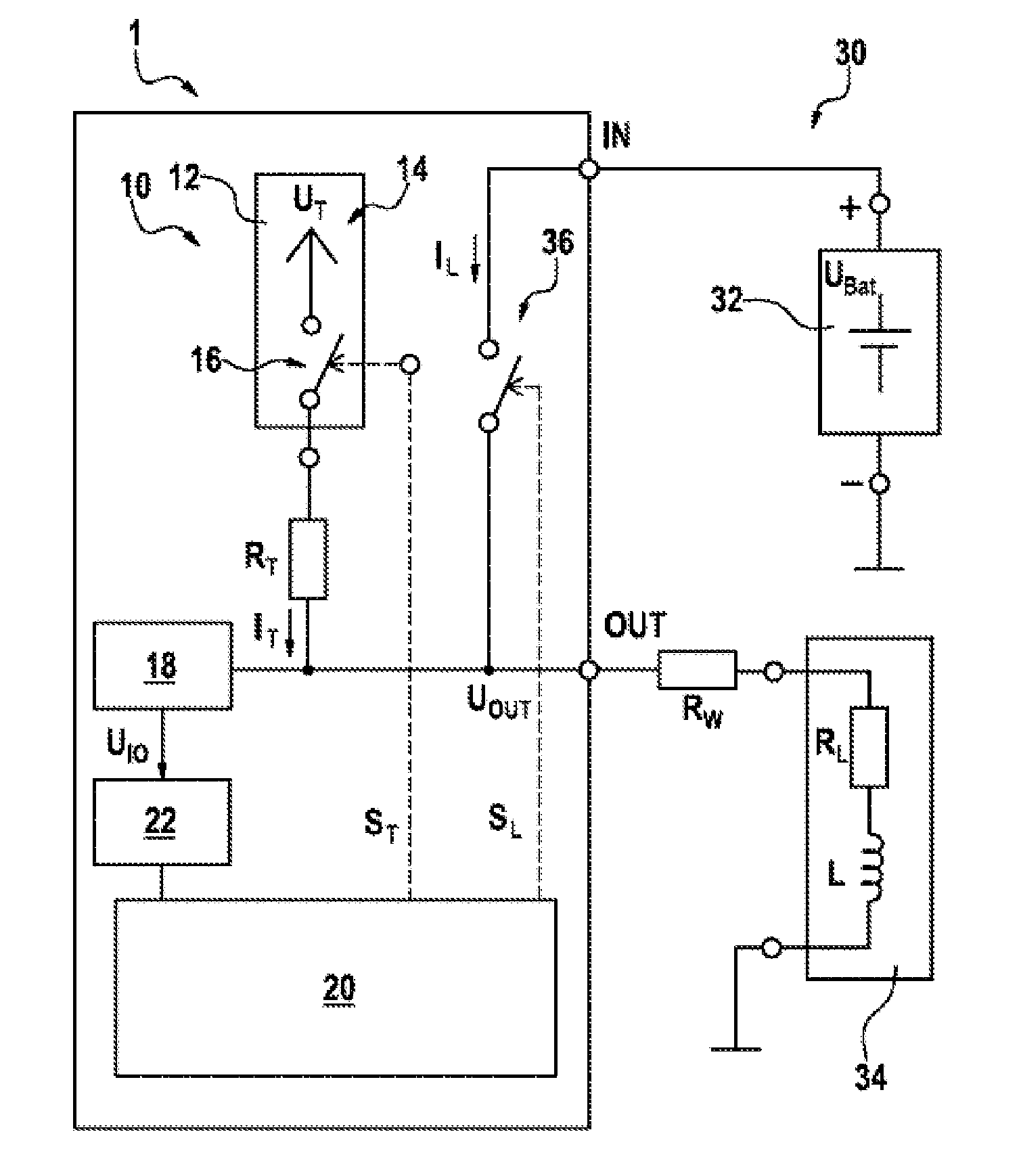 Method and circuit assembly for the diagnosis of a load path in a vehicle