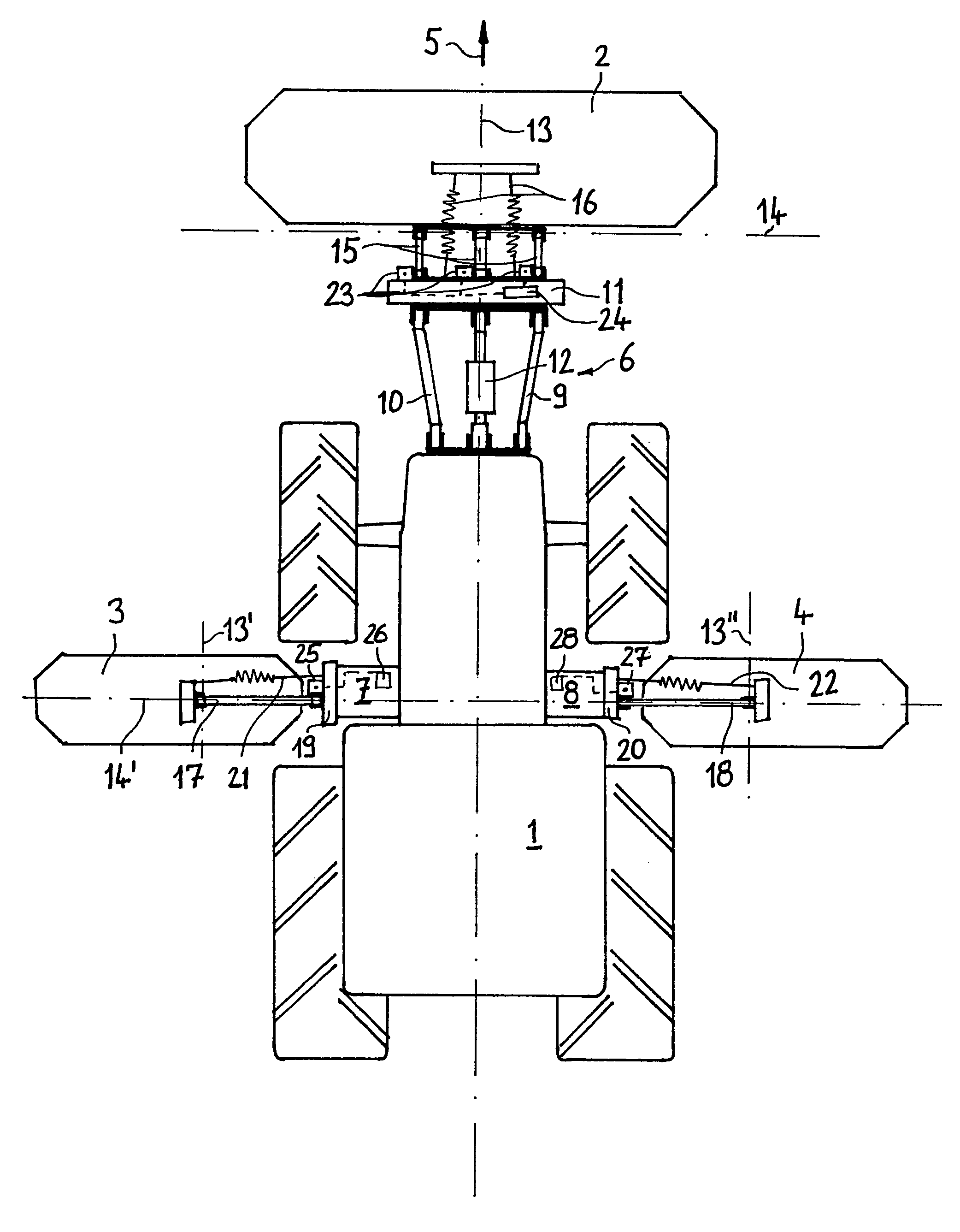 Device for controlling the position of a mountable implement relative to an implement carrier element
