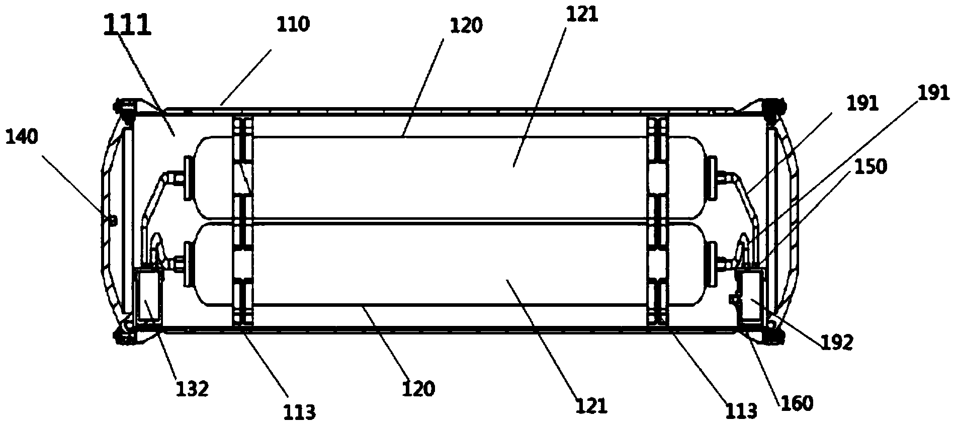 High-pressure gas storage device