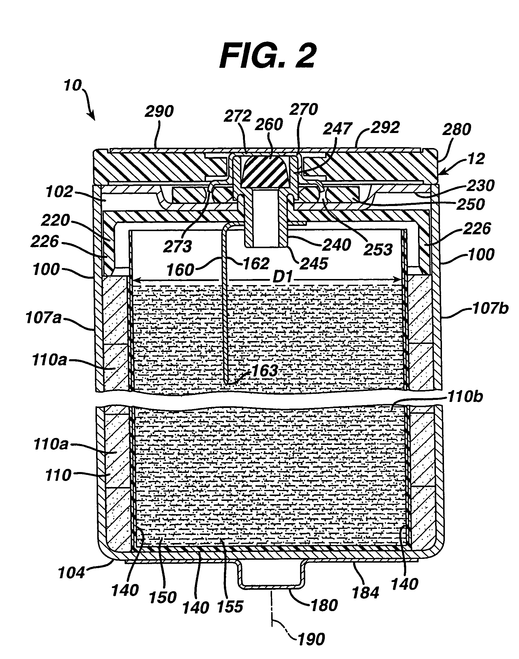 Alkaline cell with flat housing