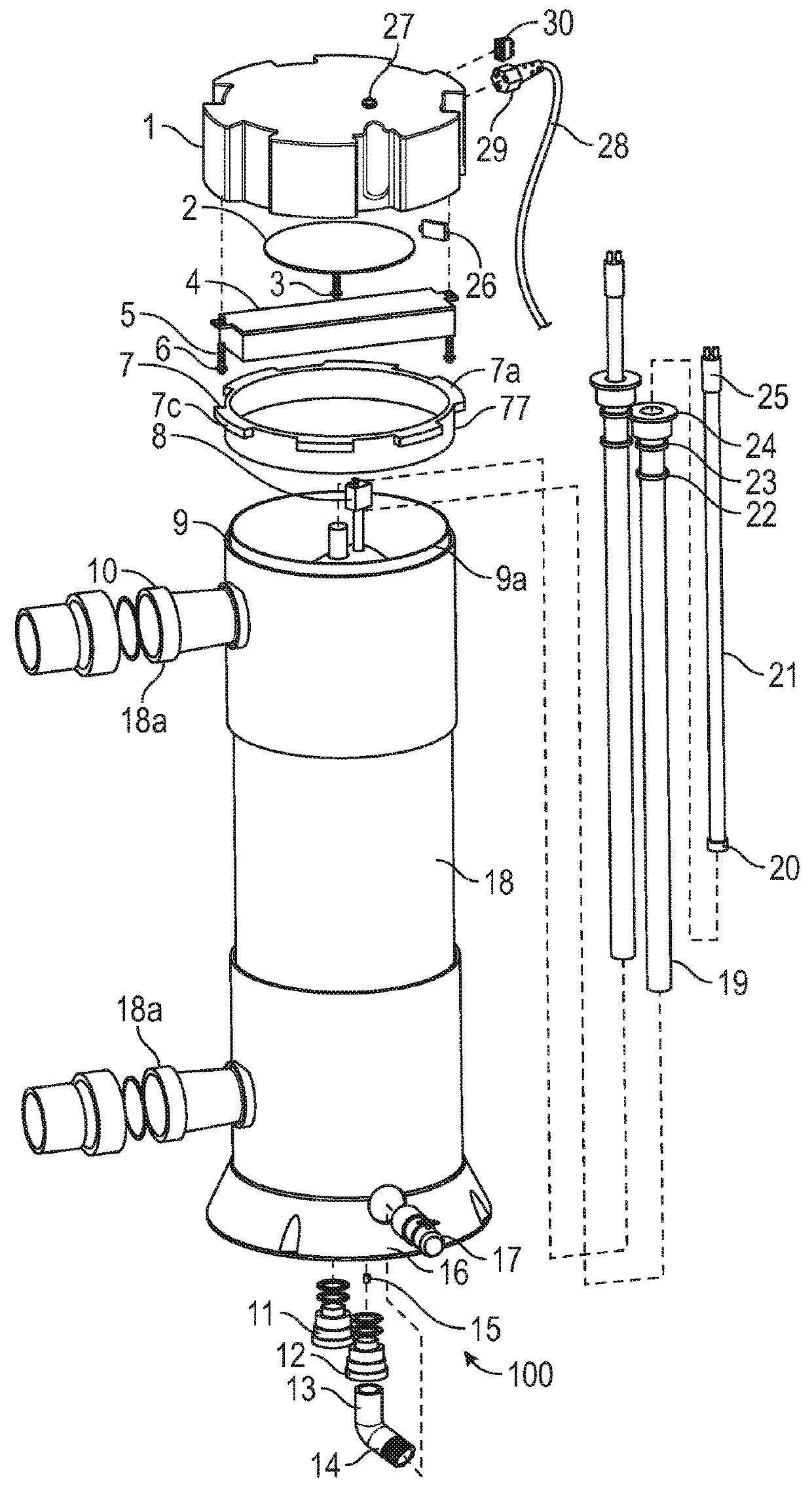 Illuminated ventilation ring for a uv-light water sanitizer