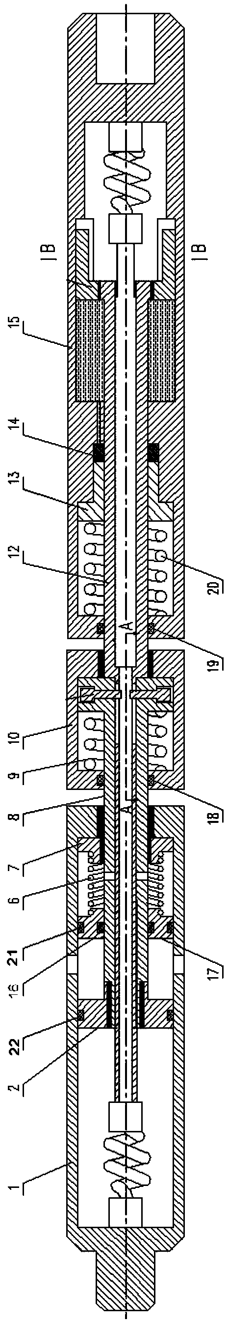 Cable-type hydraulic vibrating device with adjustable releasing force value