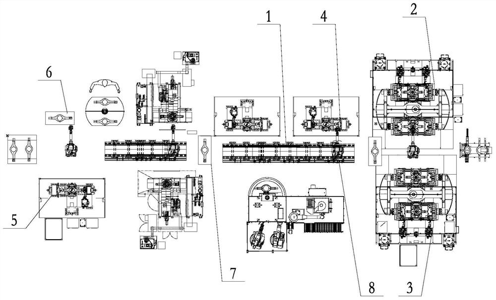 Axle housing body automatic production line based on multi-vehicle-type flexible production