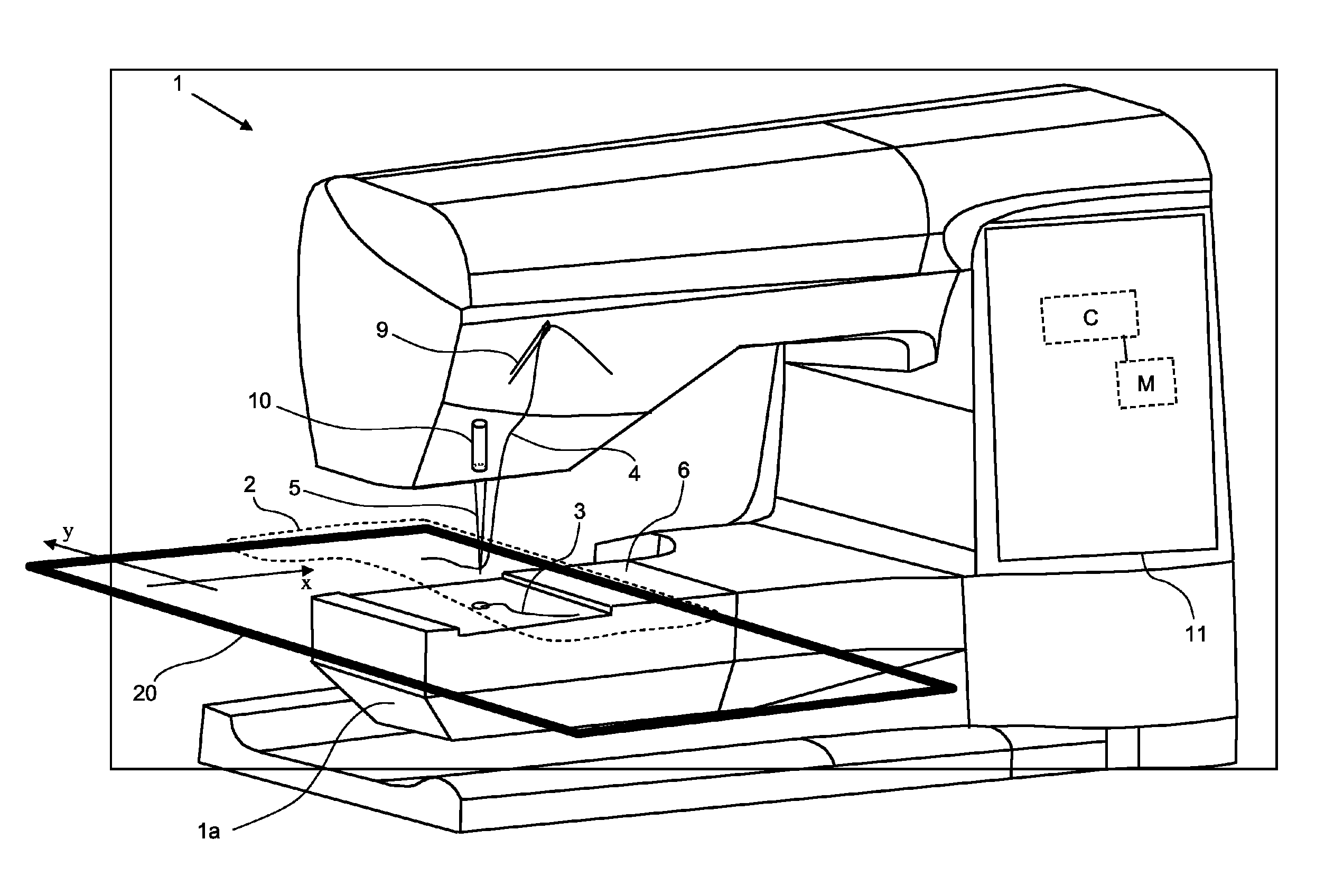 Sewing machine having a camera for forming images of a sewing area