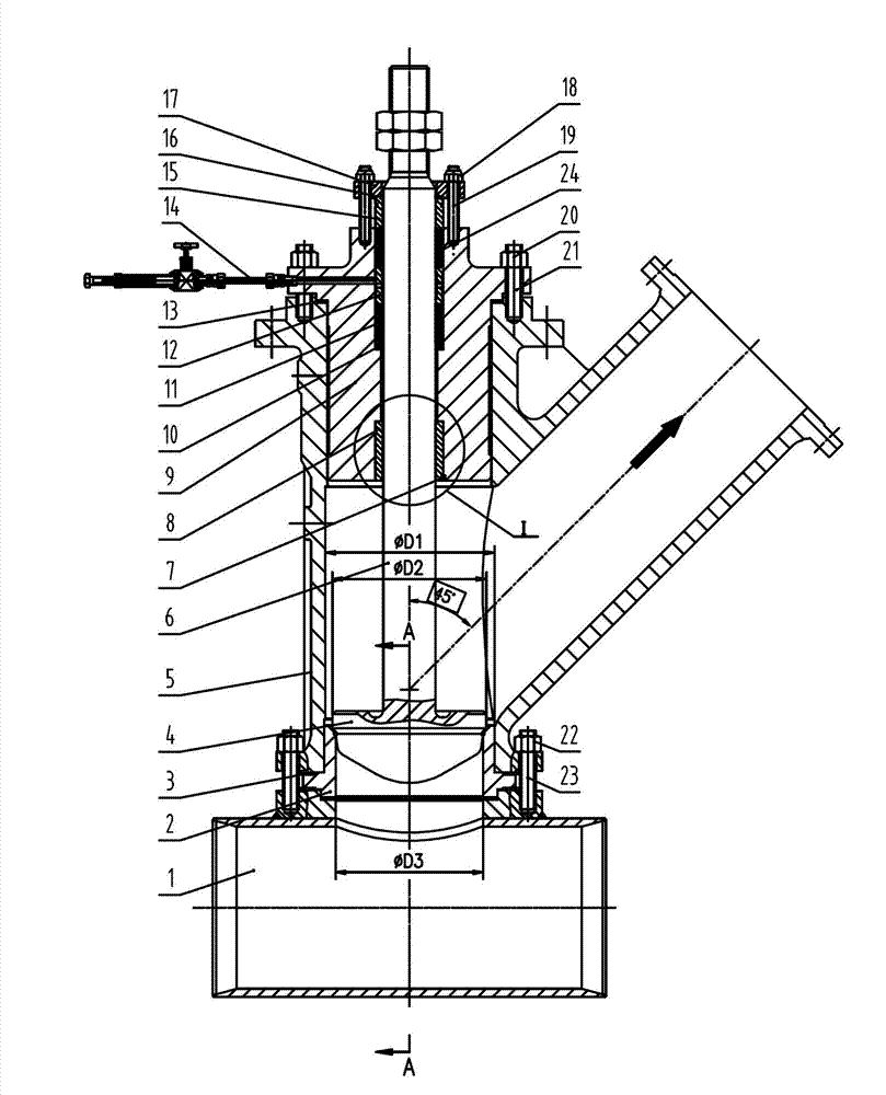 Adduction disc type pipeline angle valve capable of being adjusted to be opened and closed