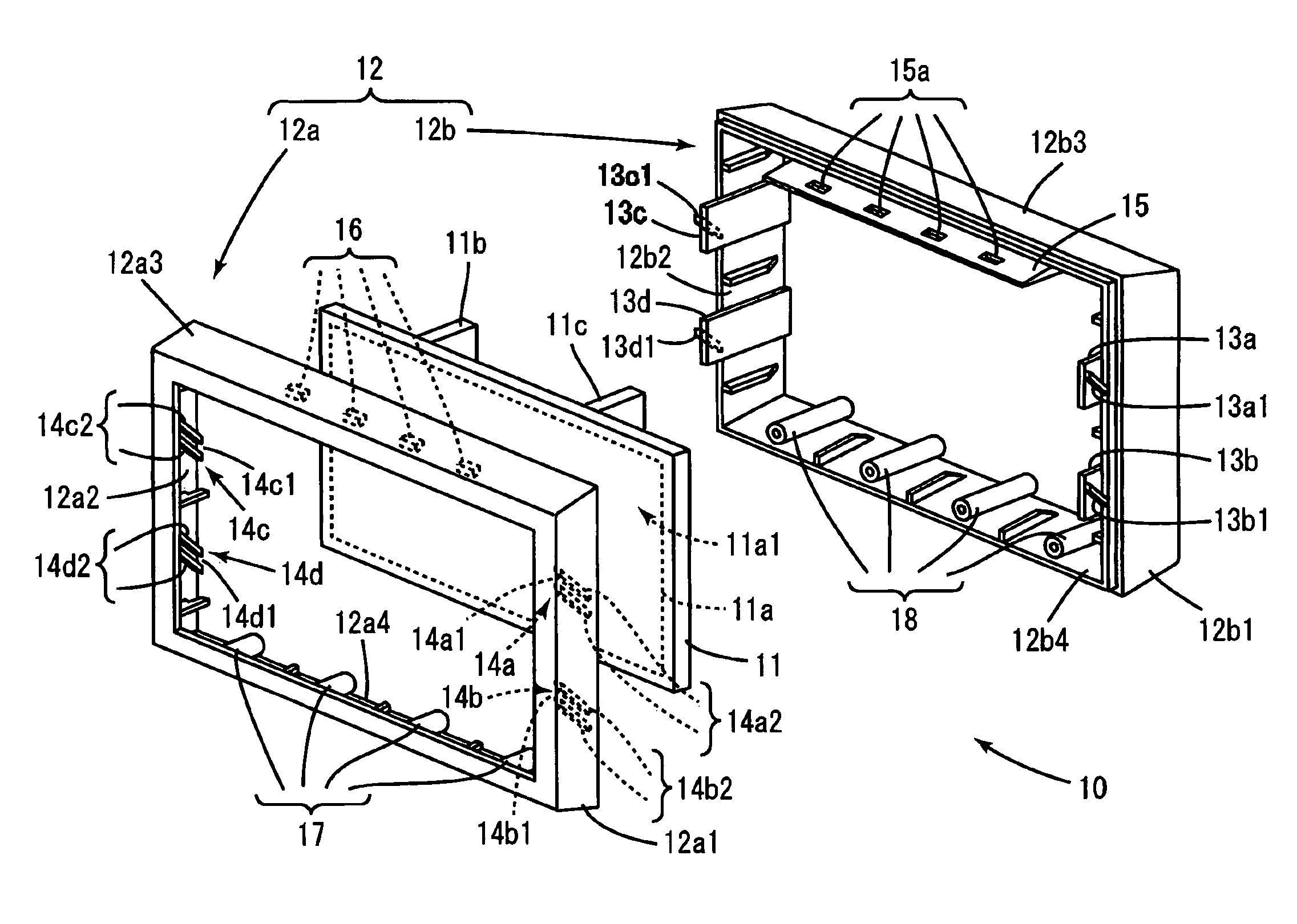 Assembling structure for flat-panel display unit, and flat-panel television