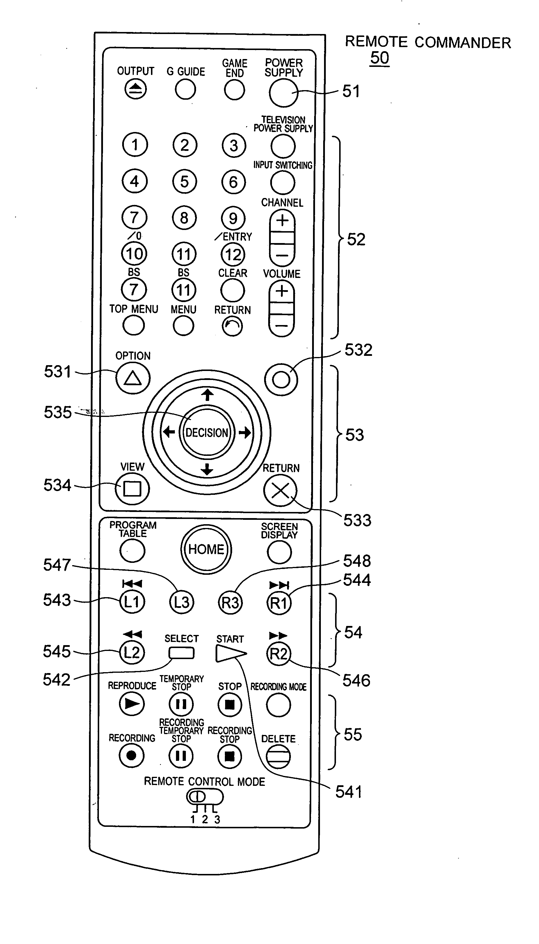 Composite apparatus and method of changing assignment of function of operation button of remote controller of decoding device
