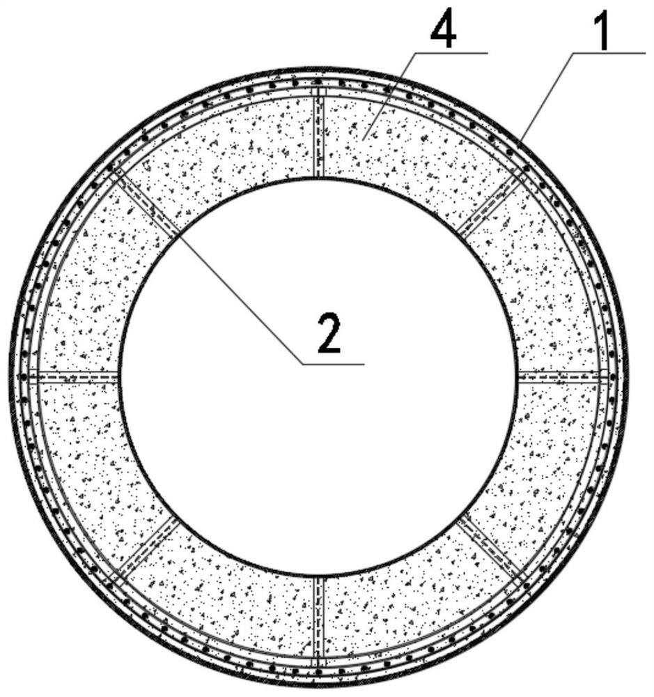 Super-large-diameter steel skeleton concrete pipe pile deep water foundation and construction method