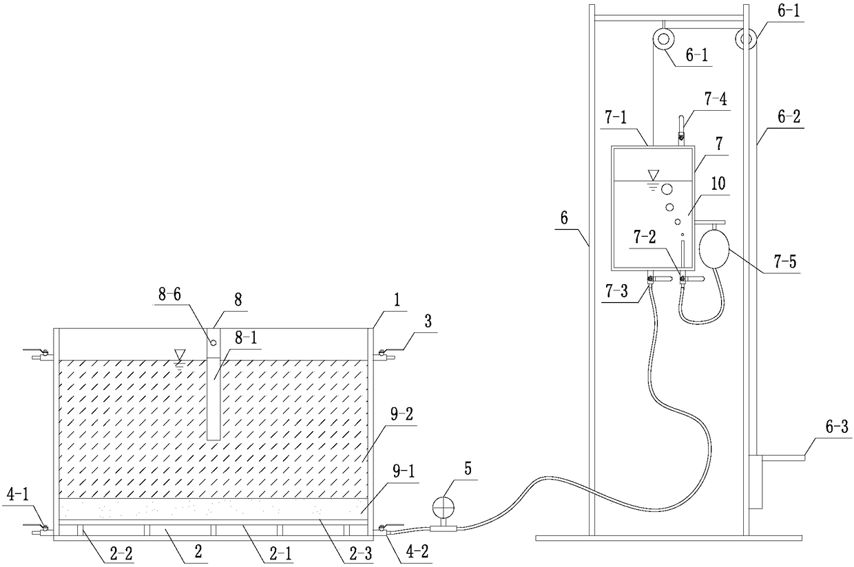 Foundation model test device for simulating the rise and fall of pressurized water head