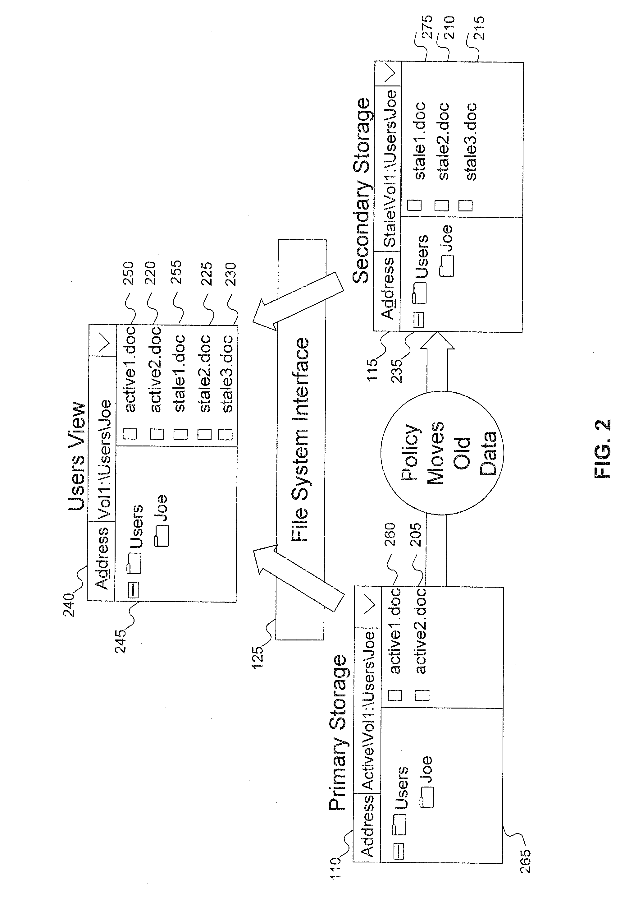 System and method for hierarchical storage management using shadow volumes