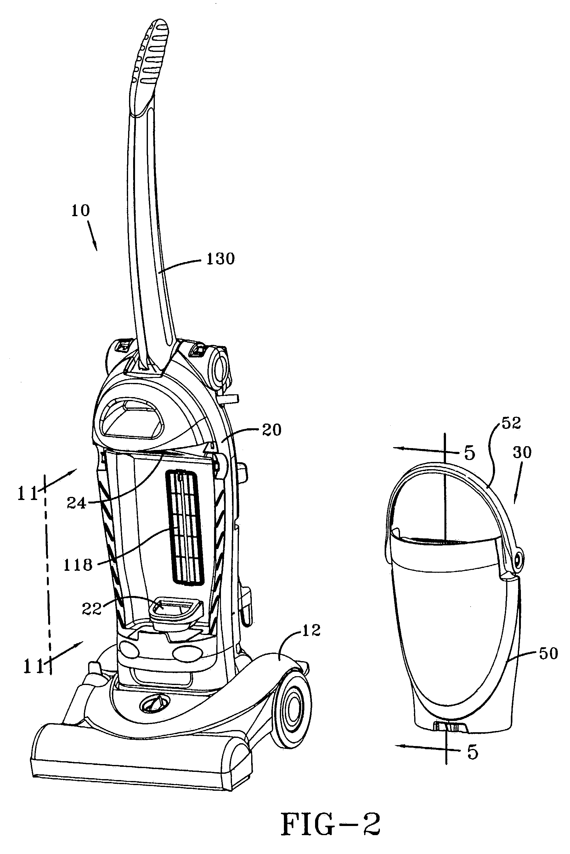 Handle and latch for a removable dirt separation system